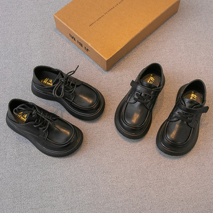 儿童黑皮鞋2023秋冬男童鞋子，女童公主鞋，单鞋豆豆鞋二棉加绒潮