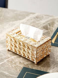 创意轻奢高档客厅纸巾盒现代简约酒店茶几水晶纸盒欧式网红抽纸盒