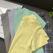 短款t恤女夏季露脐甜辣纯色，圆领韩版小个子上衣时尚休闲洋气