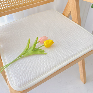 餐椅垫冬季简约棉麻纯色百搭梯形，海绵椅子垫办公室透气防滑坐垫
