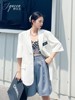 短袖白色西装外套女2021夏季韩版宽松廓形高级感炸街小西服潮