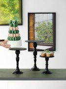 欧式主蛋糕架婚庆蛋糕盘黑色，高脚铁艺甜品架茶歇点心展示托盘