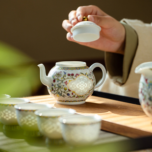 2023景德镇陶瓷茶具套装带把手，茶杯茶壶套装家用整套套装礼盒