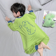 连体睡衣男宝春秋款儿童，男童恐龙莫代尔，春秋季男孩宝宝防着凉睡袋