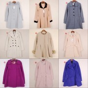 日本vintage古着高档羊毛呢大衣女中长款小个子粗呢花外套冬