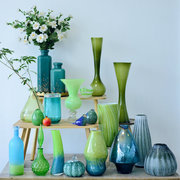 家居客厅插花装饰品花瓶摆件人工吹制花器现代简约彩色玻璃花瓶