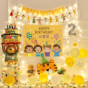 男孩女孩宝宝儿童生日装饰品场景布置周岁快乐派对背景墙气球用品