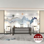现代新中式抽象意境山水电视背景墙壁纸客厅沙发卧室装饰壁画墙布