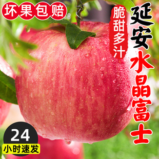 陕西延安水晶红富士苹果水果，新鲜当季脆甜一级大果整箱萍果10