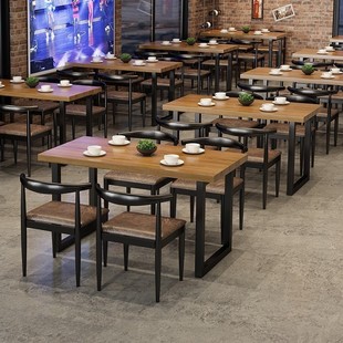 复古铁艺实木酒吧火锅烧烤店，餐厅饮馆咖啡厅，奶茶清吧餐桌椅子