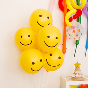 ins韩国小红书笑脸，乳胶黄色气球宝宝儿童，周岁生日派对装饰品布置