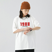 1988全年份T恤80后复古文艺文字宽松半袖纯棉圆领情侣衫男女学生