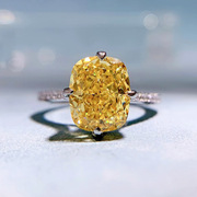 本命年珠宝 S925银戒指女8*10高碳钻冰花切时尚简约戒指环礼物
