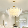 奶油风羽毛玻璃客厅吊灯时尚法式珍珠装饰简约现代水晶卧室餐厅灯