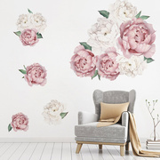 。欧式风格手绘杜丹花瓣花朵贴画，墙贴单个贴纸，客厅房间卧室自粘墙