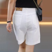白色牛仔短裤女夏天高腰中裤2024女款夏季薄款冰丝五分女裤子