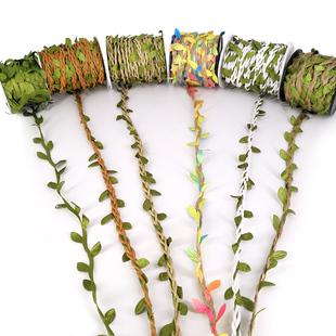 森系挂饰彩色麻绳手工diy材料，树叶藤条绳子，装饰墙手工编织创意