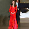 凯特王妃同款高级感气质复古红色连衣裙小红裙，长裙v领海边沙滩裙