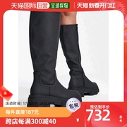 香港直邮潮奢asos女士carla设计宽版粗跟平底及膝靴子(黑色)