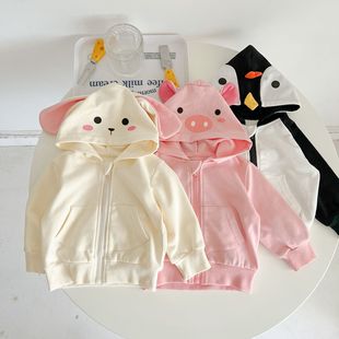 韩国童装外套洋气宝宝动物，造型长袖卫衣开衫，上衣婴幼儿秋装小外搭