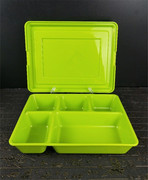 高光塑料pp便当盒五格饭盒带盖微波的饭盒商务餐盒分隔分餐盘