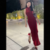 红色订婚礼服2024新中式改良旗袍无袖连衣裙女风情万种的裙子