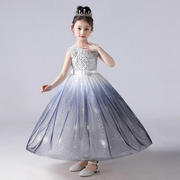 童装裙钢琴走秀礼服长款儿童连衣裙长裙孩主持人服装蓝色女公主