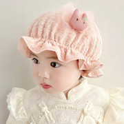 春夏季新生婴儿胎帽宝宝帽子蕾丝，可爱公主薄款无骨遮阳防晒渔夫帽