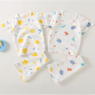 宝宝短袖套装纯棉夏季婴幼儿套头半袖小童0-3岁夏装家居衣服薄款