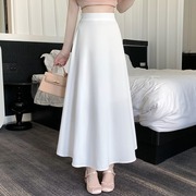 纯白色休闲大摆半身裙女夏季2024显廋垂感半裙高腰，a字雪纺裙