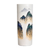 现代中国风水墨画山景哑光陶瓷花器扁瓶新中式艺术手绘装饰品摆