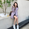高级感紫色西装外套，女ins潮春秋韩版小个子，宽松休闲西服