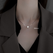 法国一颗珍珠项链轻奢小众，925纯银锁骨链女2023颈链