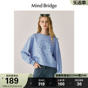 mindbridge长袖圆领女士t恤冬季宽松潮流卫衣休闲上衣