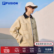 filafusion斐乐潮牌外套男2024春复古撞色拼接翻领工装夹克