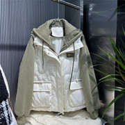 时尚羽绒棉服女2023冬季韩版假两件马甲卫衣拼接宽松加厚外套