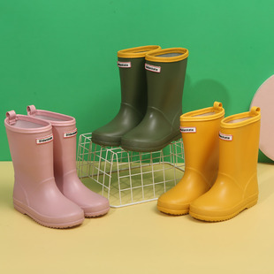 日本儿童雨鞋防滑男童雨靴小孩，冬季棉套保暖水鞋中筒女童胶鞋