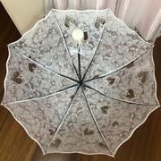小清新爱心白公主(白公主，)伞花边影楼拱形，透明伞浪漫仿蕾丝塑料三折伞
