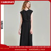 HAVVA2024夏季连衣裙小众设计中长款黑色气质雪纺裙子女Q81810