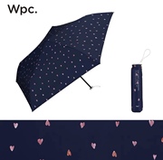 Wpc遮阳伞桃心爱心细笔袋黑胶涂层防晒伞小巧120g超轻三折太阳伞