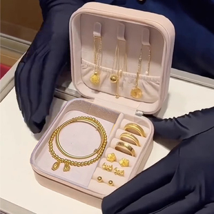 黄金存放盒2023防氧化首饰收纳盒放小型珠宝耳环便携饰品盒子