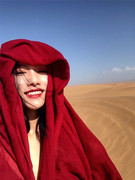 中卫旅游夏季丝巾围巾红色，沙漠披肩宁夏草原防晒遮阳装饰围巾薄款