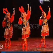 新疆服装儿童雪纺，舞裙女孩大摆连衣裙印度舞演出民族维吾族舞蹈服