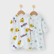 婴儿睡袍纯棉长袖空调，服儿童家居服睡裙防踢宝宝，连体睡衣夏季薄款