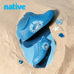 native动物系列亲子洞洞鞋情侣儿童一脚蹬沙滩凉鞋溯溪鞋