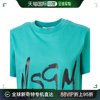 香港直邮MSGM 女士湖蓝色徽标印花棉质短袖T恤 2841MDM74-207298-