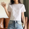 高腰露脐短款修身T恤女圆领短袖白色上衣2024夏季短装打底衫