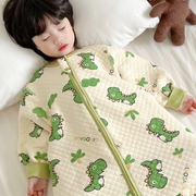 儿童连体睡衣春秋款防着凉男童恐龙睡袋中大童男宝宝连身1一3婴儿