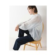 日本直邮OMNES 100 年代草坪圆背套头衫女士 均码衬衫透明自然褶