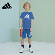 adidas阿迪达斯儿童套装，夏季男女大童青少年，运动服短袖短裤两件套